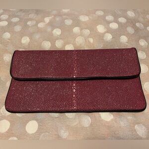 Via Spiga Burgundy Textured Clutch Envelope